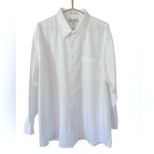 Paul Fredrick Stripped White Mens Button Down‎ Shirt, Size 18.5-34